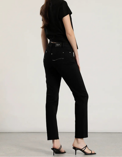 Jeans Mujer Color Skinny Push Up Tiro Medio Negro