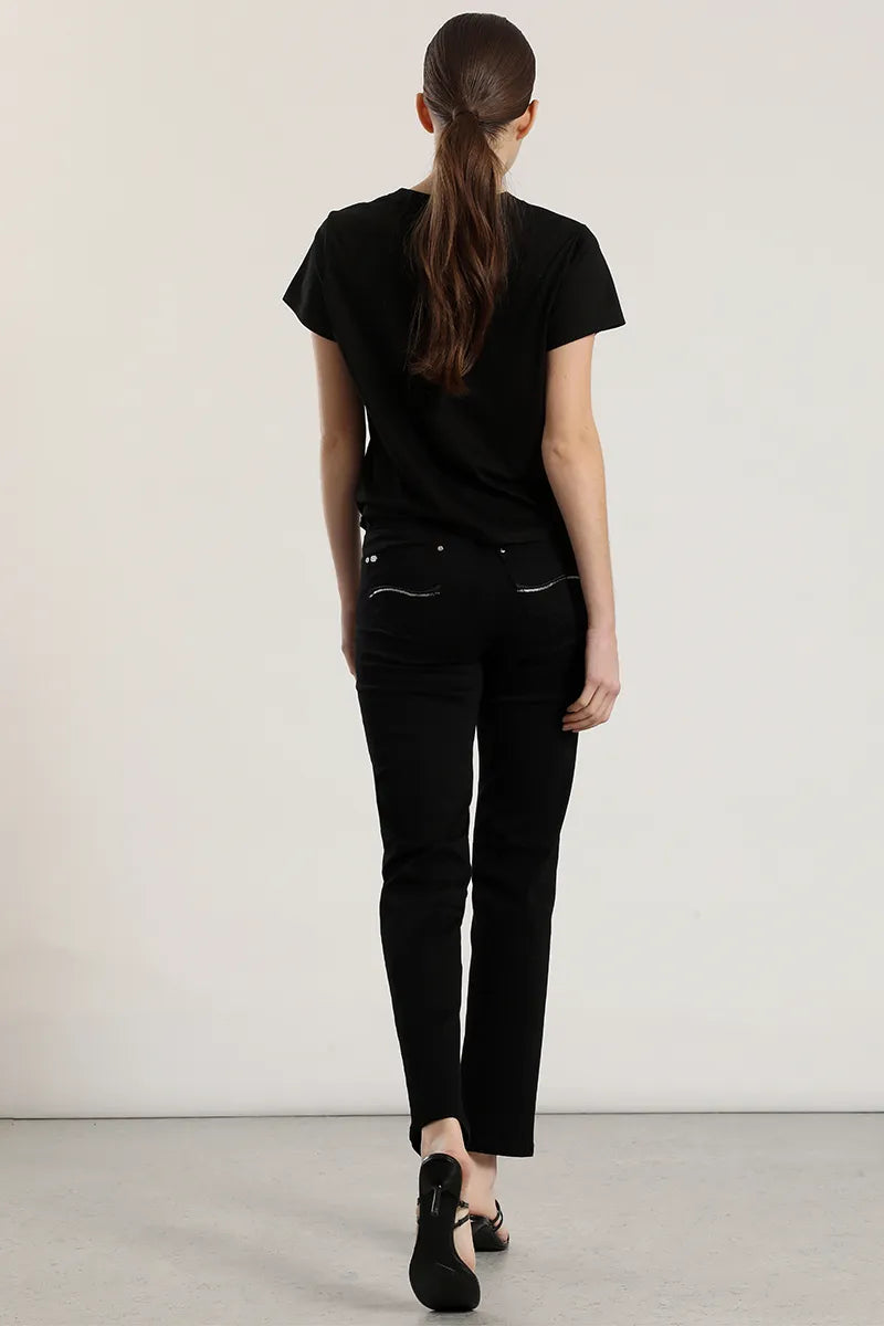 Jeans Mujer Color Skinny Push Up Tiro Medio Negro