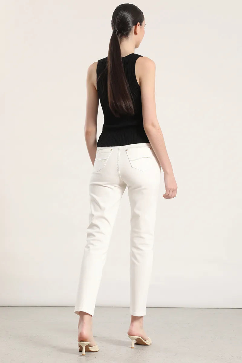 Jeans Mujer Color Skinny Push Up Tiro Medio Crudo