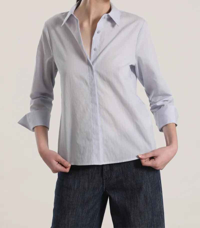 camisa-mujer-algodon-listado-azul-