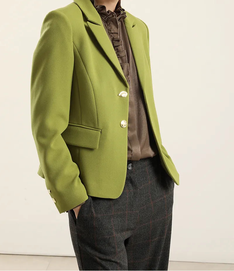 Blazer Mujer Entallado Boton Fantasia Pistacho