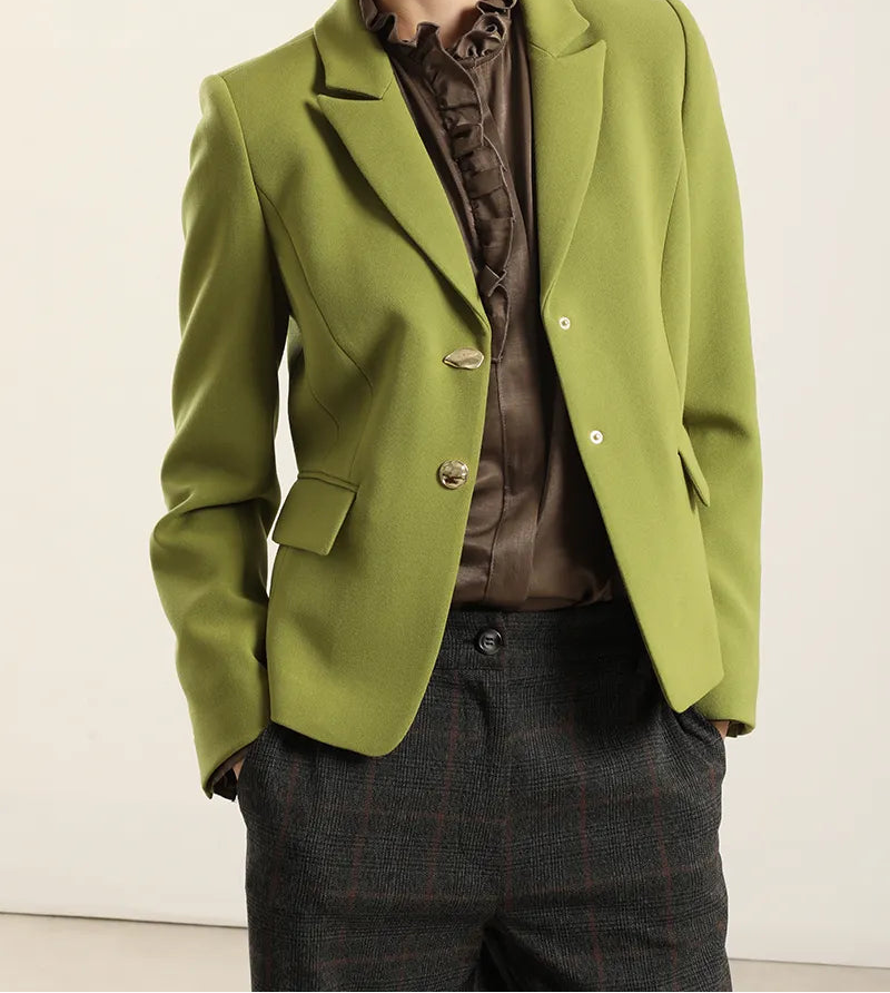 Blazer Mujer Entallado Boton Fantasia Pistacho
