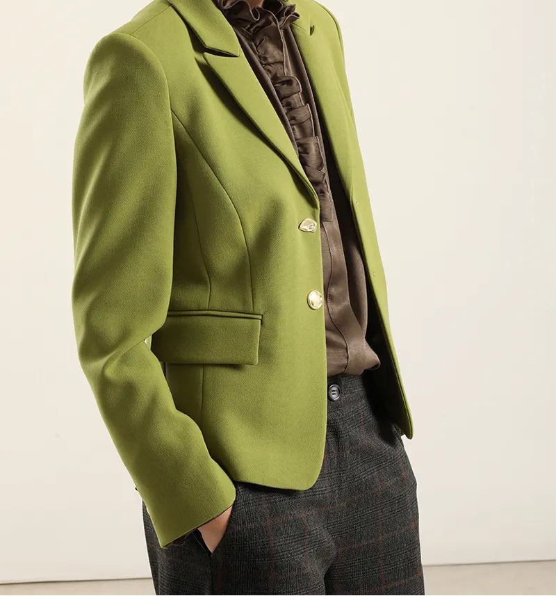 Blazer Mujer Entallado Boton Fantasia Pistacho
