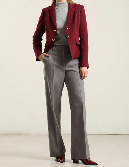 Blazer Mujer Entallado Boton Fantasia Burdeos
