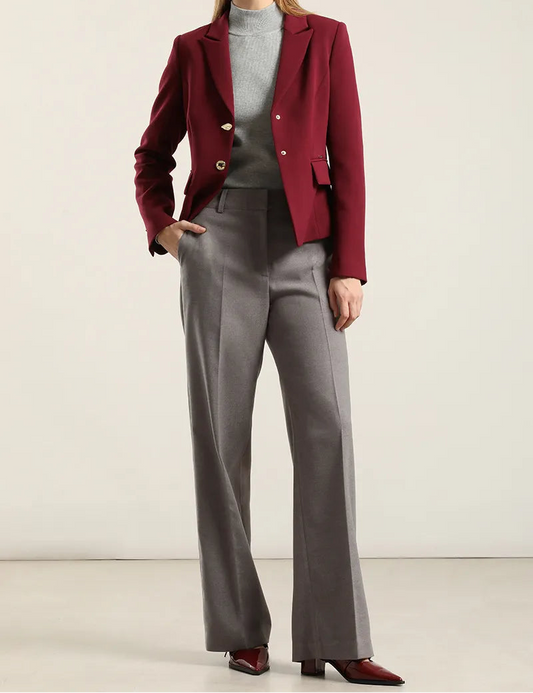 Blazer Mujer Entallado Boton Fantasia Burdeos