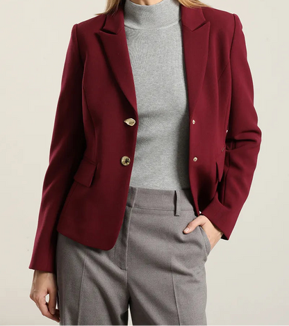Blazer Mujer Entallado Boton Fantasia Burdeos