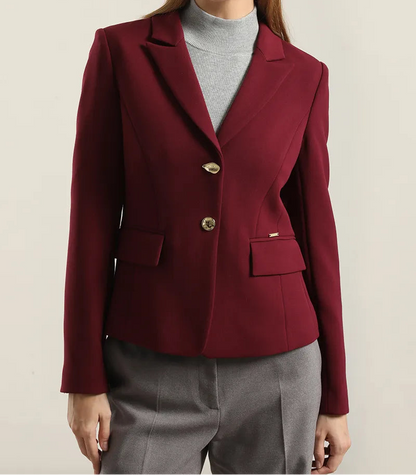 Blazer Mujer Entallado Boton Fantasia Burdeos