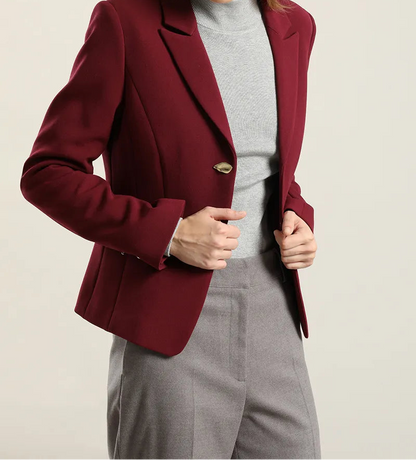 Blazer Mujer Entallado Boton Fantasia Burdeos