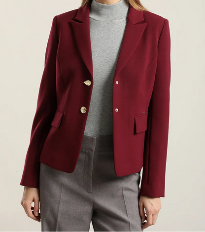Blazer Mujer Entallado Boton Fantasia Burdeos