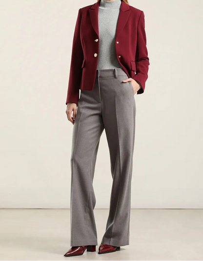 Blazer Mujer Entallado Boton Fantasia Burdeos
