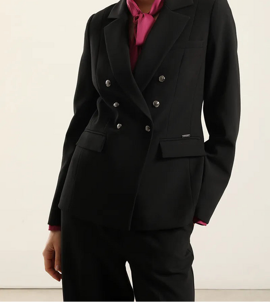 Blazer Mujer Entallado Cruzado Negro