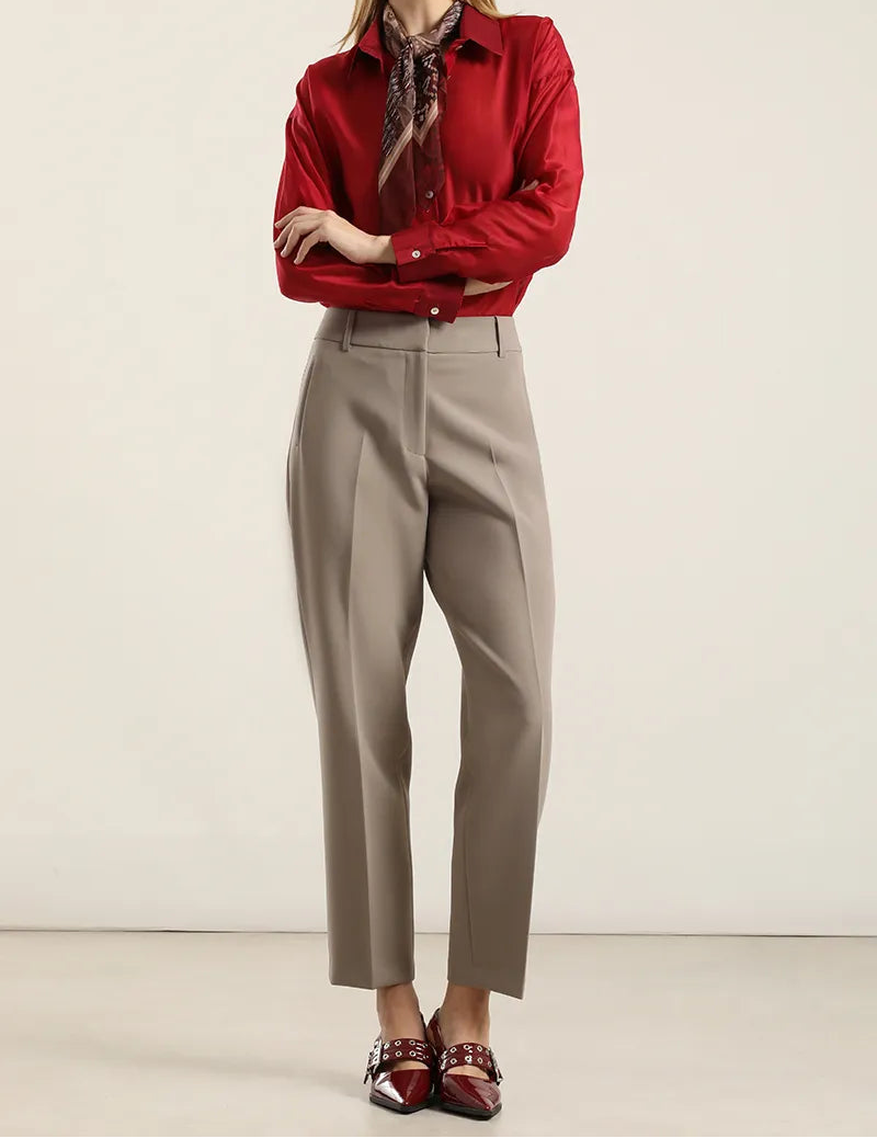 Pantalón Mujer Sastre Tiro Alto Topo