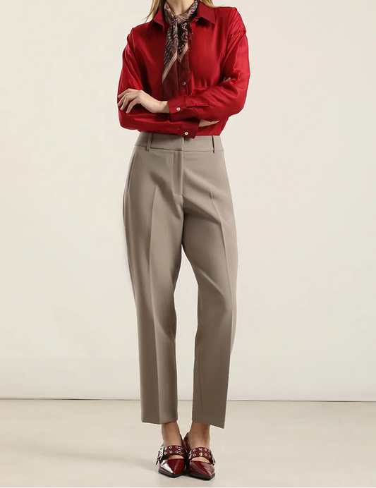 Pantalón Mujer Sastre Tiro Alto Topo