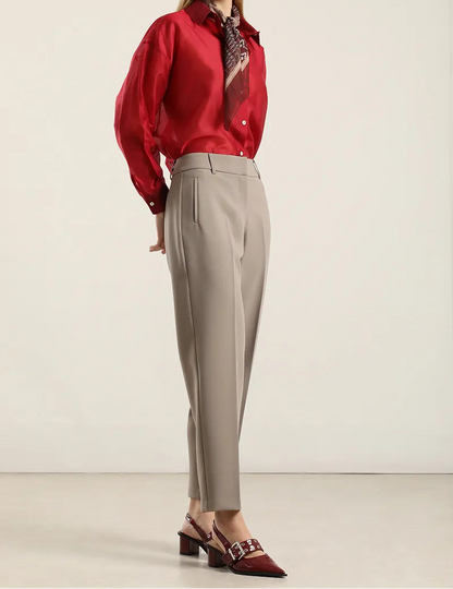 Pantalón Mujer Sastre Tiro Alto Topo