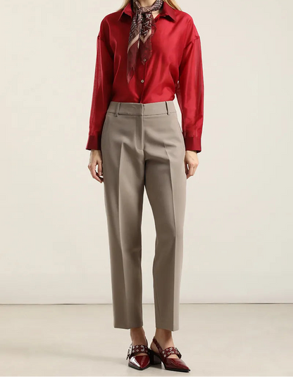 Pantalón Mujer Sastre Tiro Alto Topo