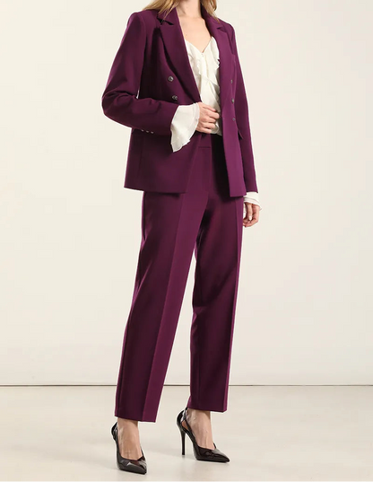 Pantalón Mujer Sastre Tiro Alto Ciruela