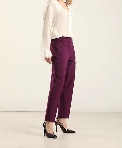 Pantalón Mujer Sastre Tiro Alto Ciruela