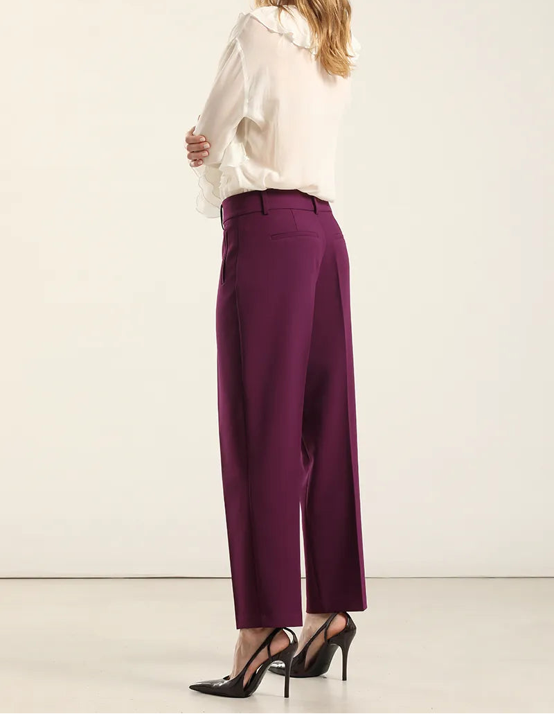 Pantalón Mujer Sastre Tiro Alto Ciruela