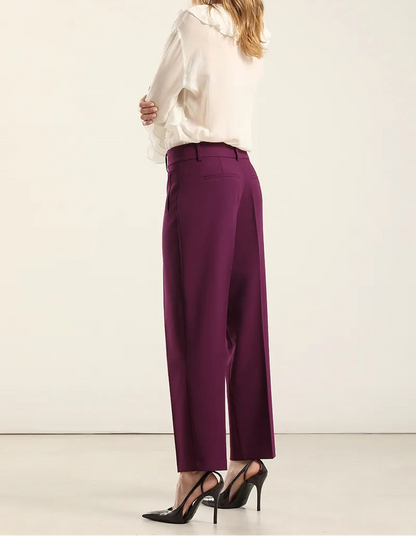 Pantalón Mujer Sastre Tiro Alto Ciruela