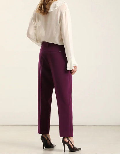 Pantalón Mujer Sastre Tiro Alto Ciruela