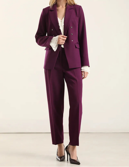 Pantalón Mujer Sastre Tiro Alto Ciruela