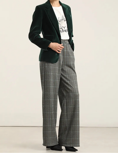Blazer Mujer Basico Entallado Terciopelo Verde