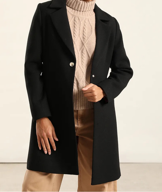 Abrigo Mujer Forro Estampado Muflon Negro