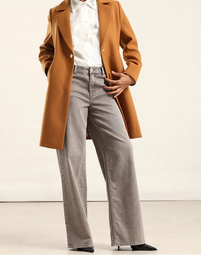 Abrigo Mujer Forro Estampado Muflon Camel