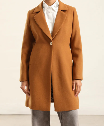 Abrigo Mujer Forro Estampado Muflon Camel