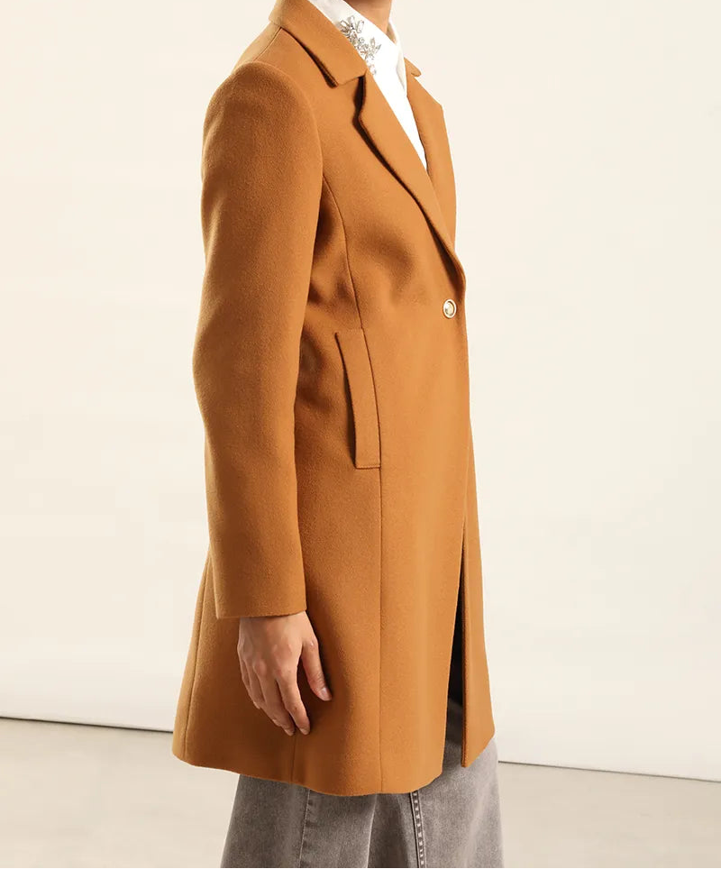 Abrigo Mujer Forro Estampado Muflon Camel