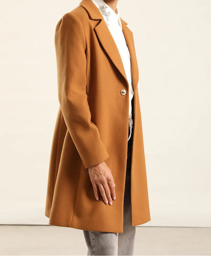 Abrigo Mujer Forro Estampado Muflon Camel