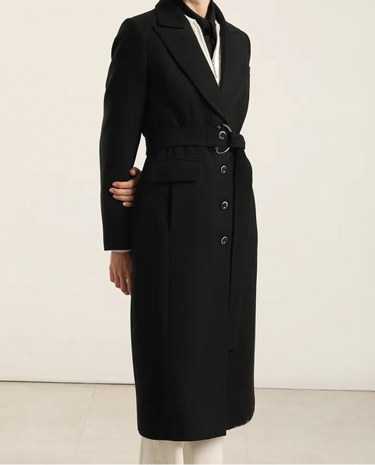 Abrigo Mujer Largo Lazada Muflon Negro