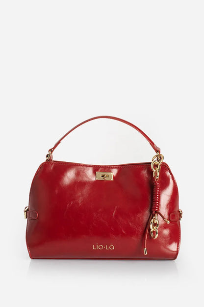 Cartera Mujer Charm Simil Cuero Rojo