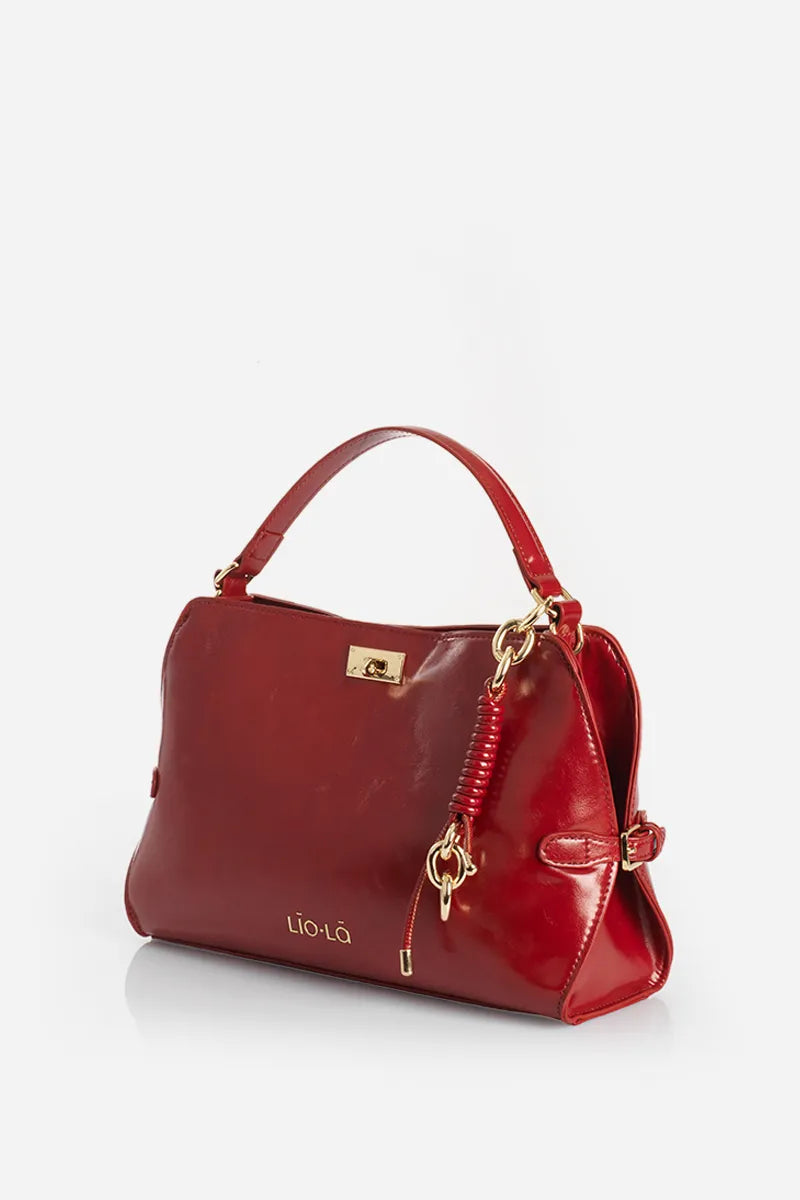 Cartera Mujer Charm Simil Cuero Rojo