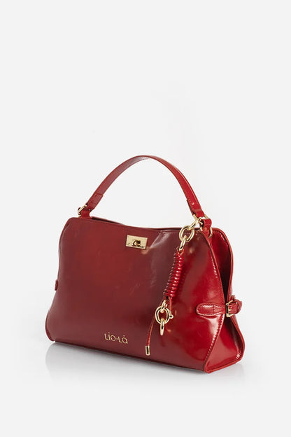 Cartera Mujer Charm Simil Cuero Rojo