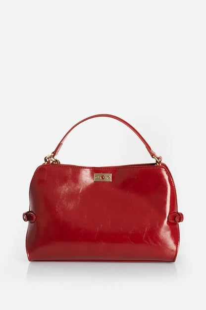 Cartera Mujer Charm Simil Cuero Rojo
