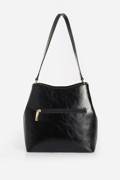 Cartera Mujer Tachas Simil Cuero Negro