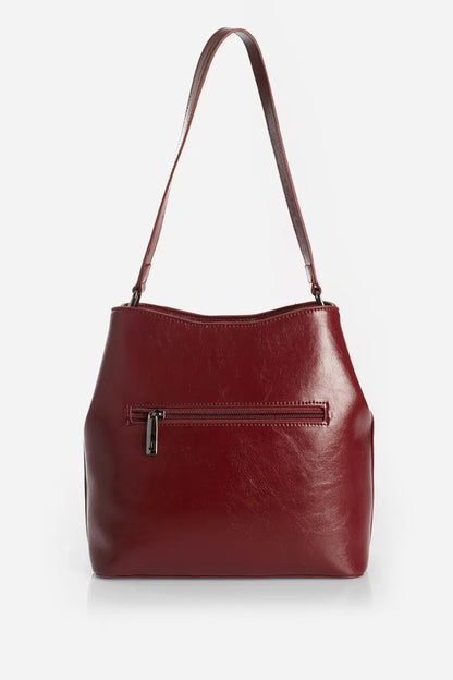 Cartera Mujer Tachas Simil Cuero Burdeo