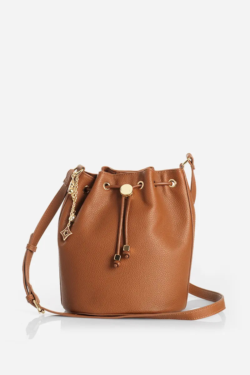 Bolso Mujer Charm Simil Cuero Camel