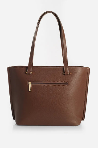Bolso Mujer Grande Simil Cuero Chocolate