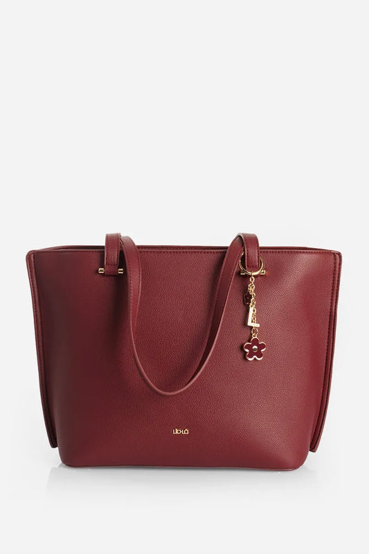 Bolso Mujer Grande Simil Cuero Burdeos