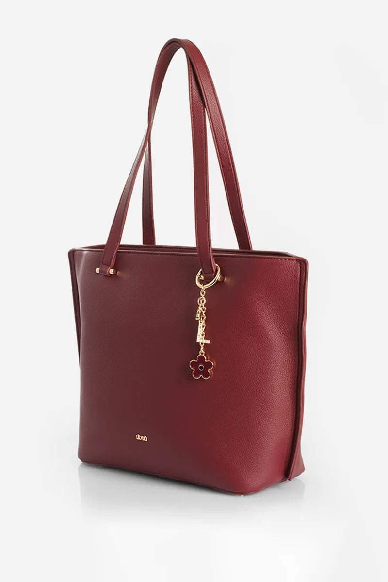 Bolso Mujer Grande Simil Cuero Burdeos