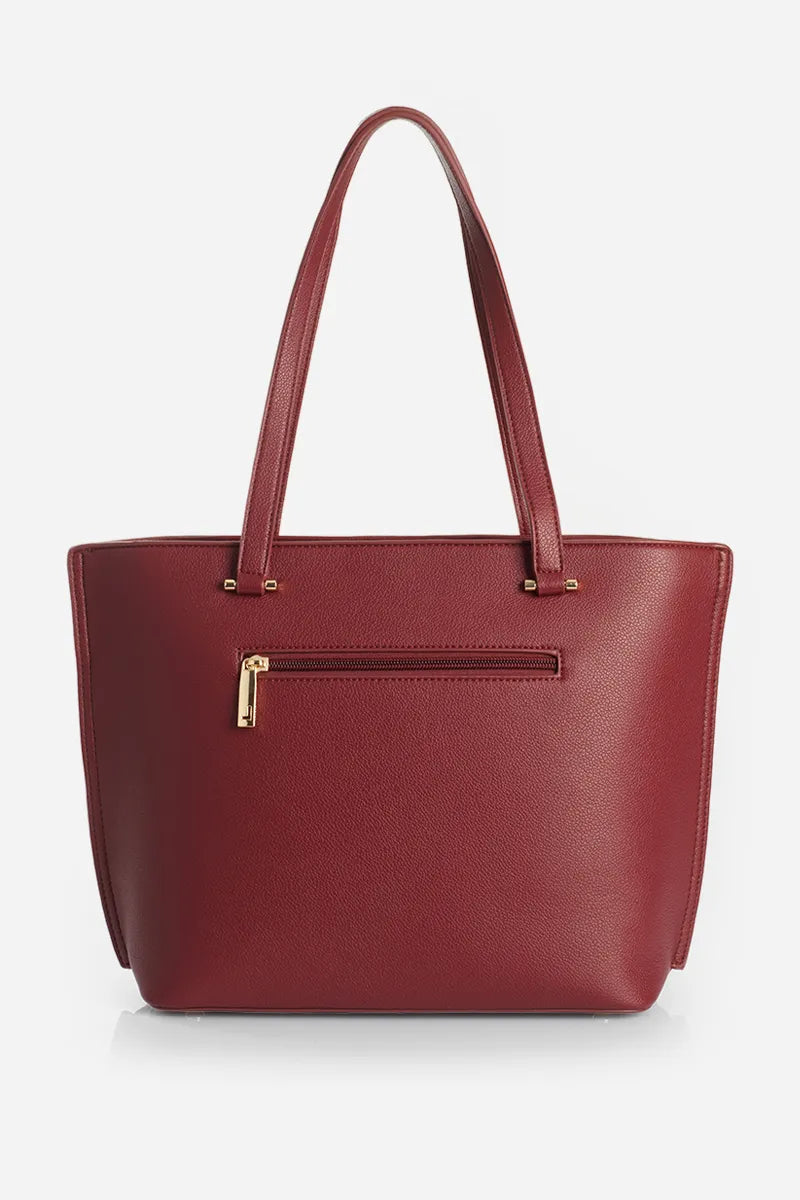 Bolso Mujer Grande Simil Cuero Burdeos