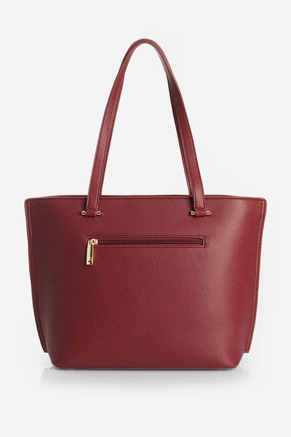 Bolso Mujer Grande Simil Cuero Burdeos