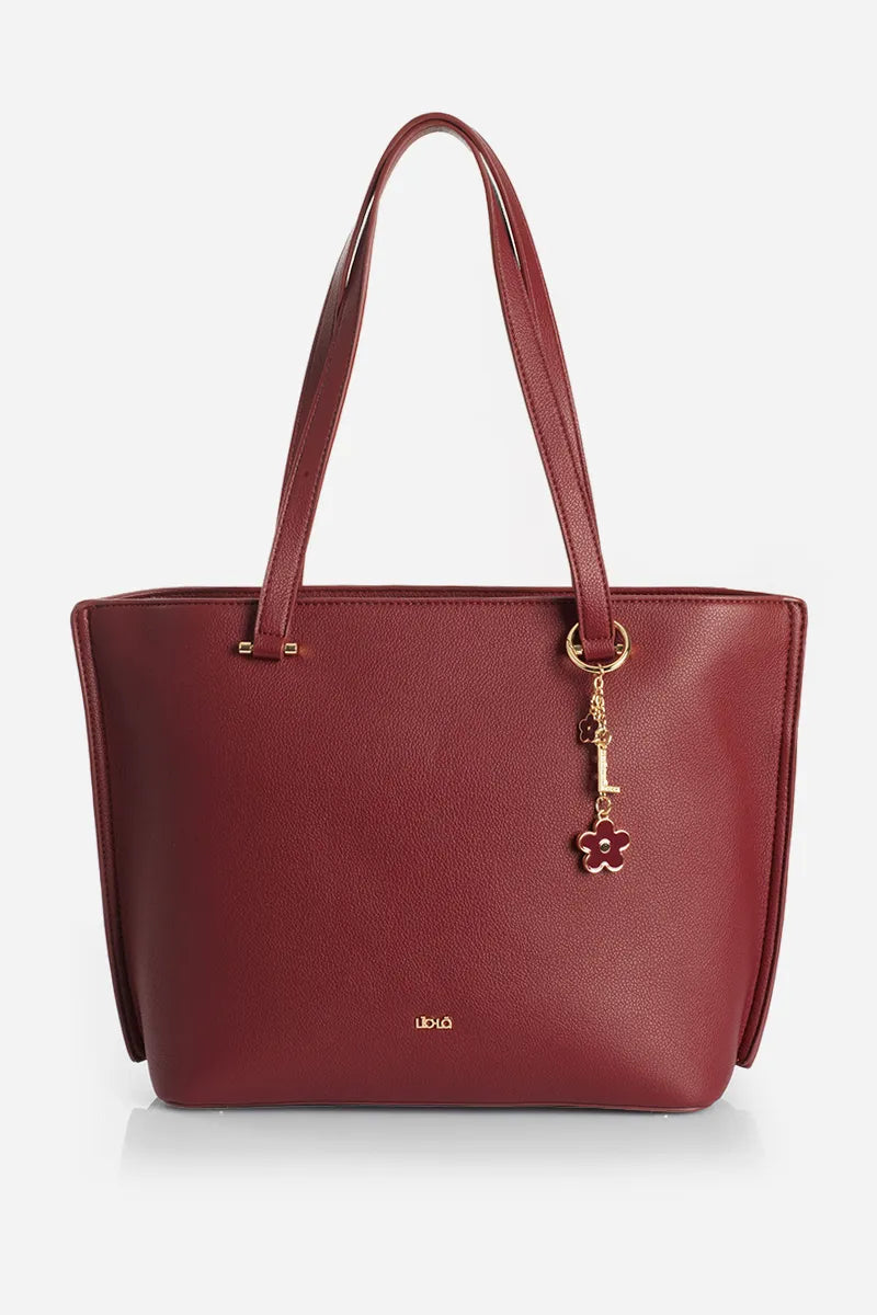 Bolso Mujer Grande Simil Cuero Burdeos