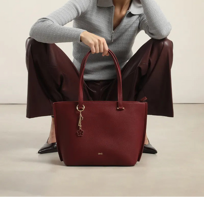 Bolso Mujer Grande Simil Cuero Burdeos