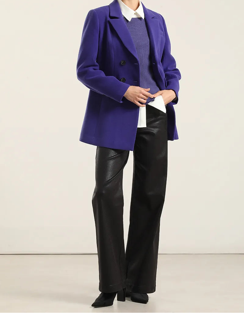 Blazer Mujer Entallado Doble Cruce Arándano