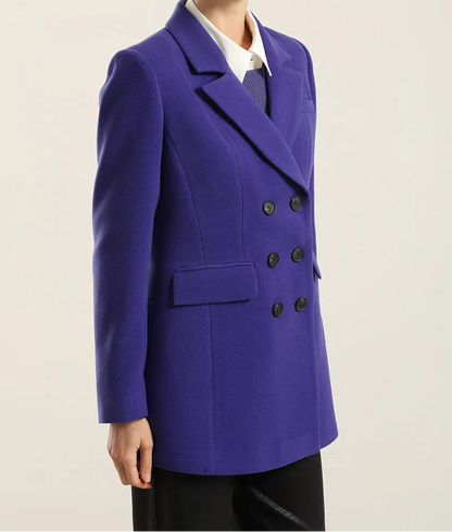 Blazer Mujer Entallado Doble Cruce Arándano