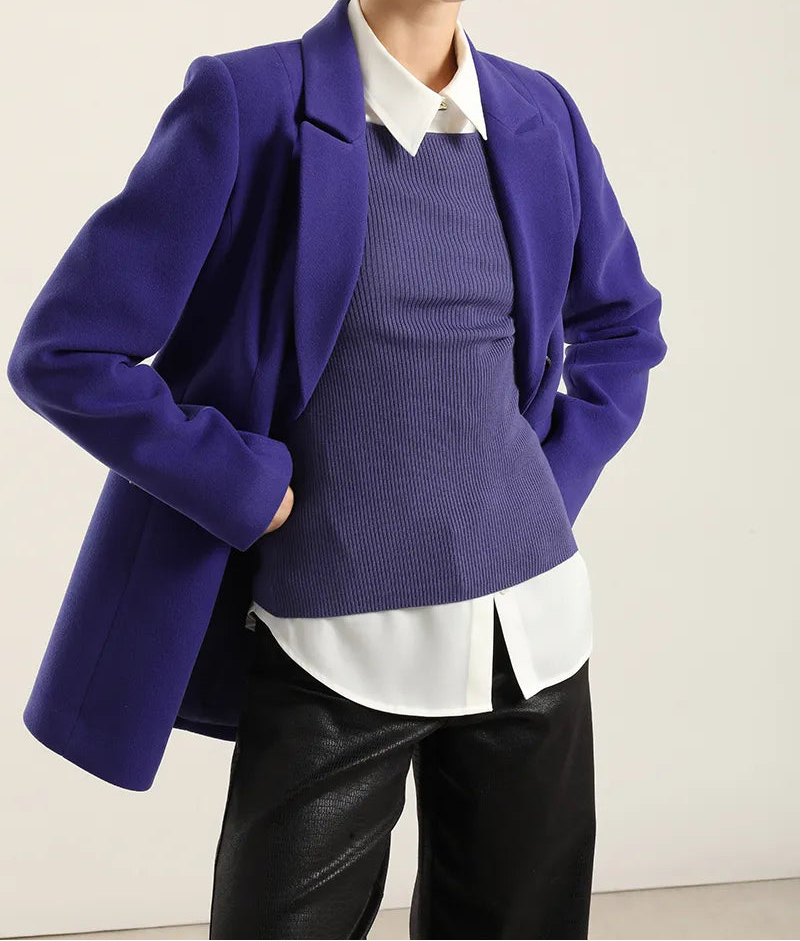 Blazer Mujer Entallado Doble Cruce Arándano