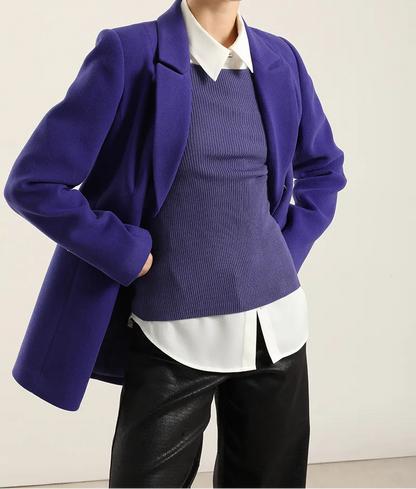 Blazer Mujer Entallado Doble Cruce Arándano